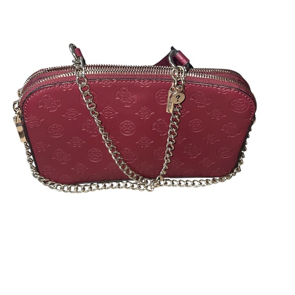 Guess Burgundy Embossed Crossbody Bag - Picture 2 of 6